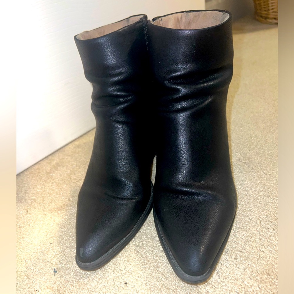 Black pointed toe booties